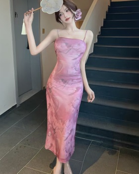 Maiden sling long dress pink dress