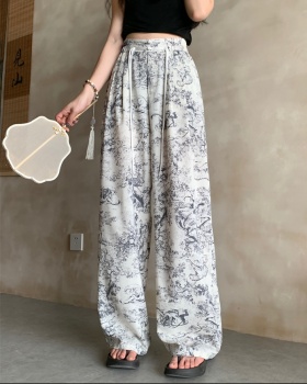 Slim high waist tie dye straight pants wide leg pants