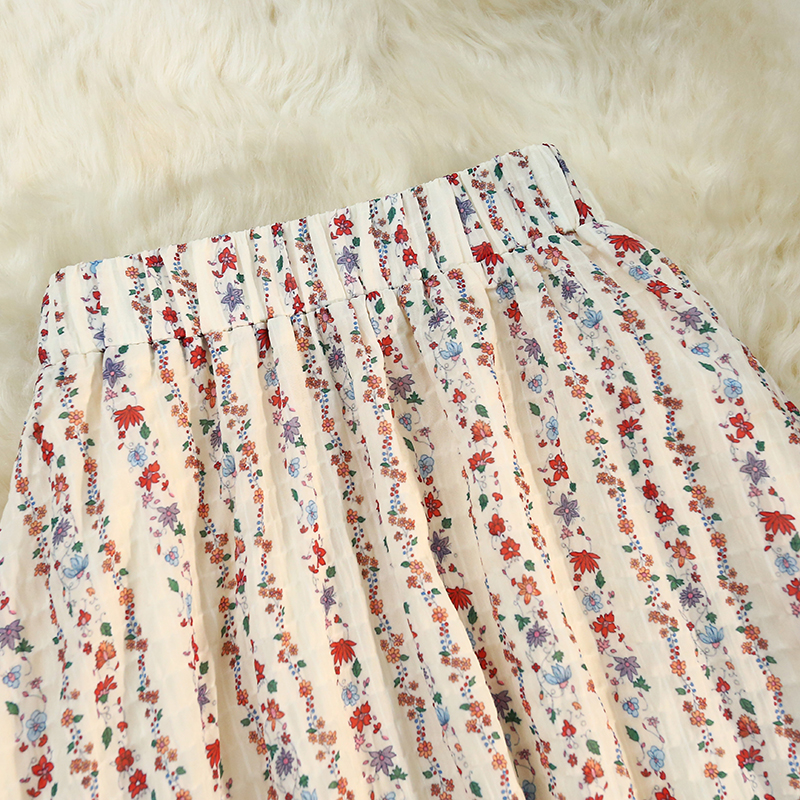 Slim summer long all-match high waist elastic floral skirt