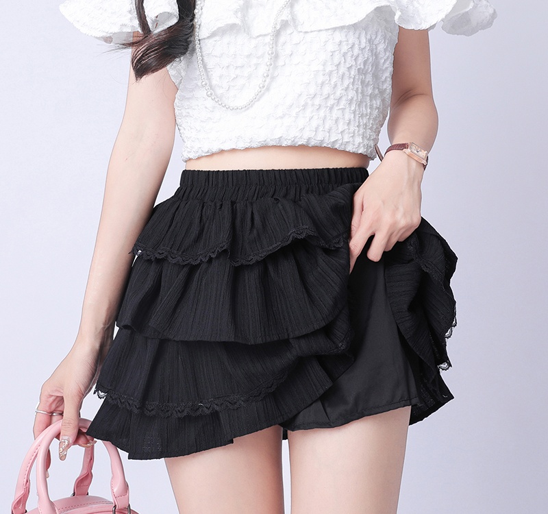 High waist cake slim skirt ballet lace short skirt