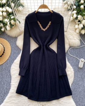 Pinched waist dress sequins sweater dress for women