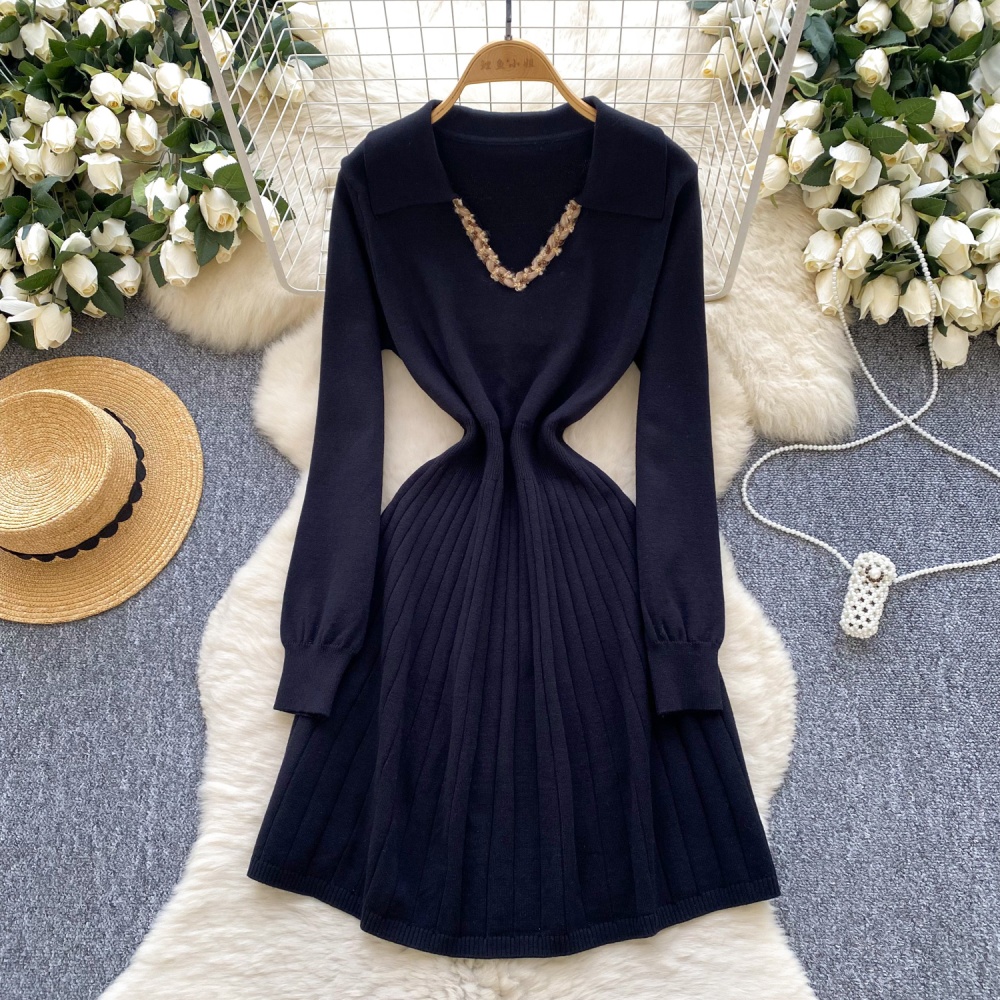 Pinched waist dress sequins sweater dress for women