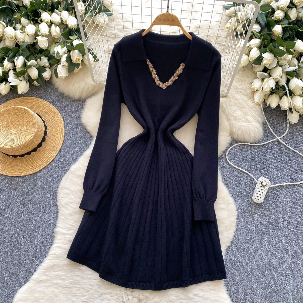 Pinched waist dress sequins sweater dress for women