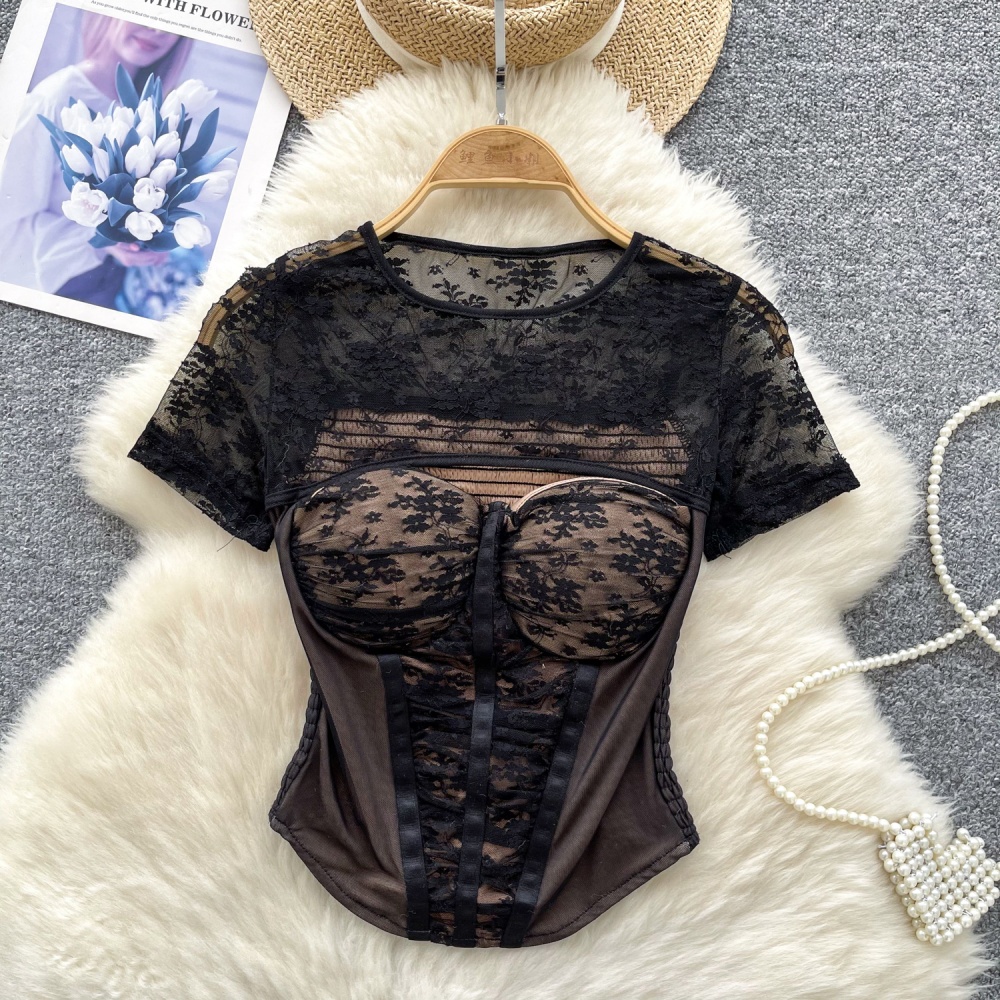 Lace spicegirl tops summer European style shirt for women