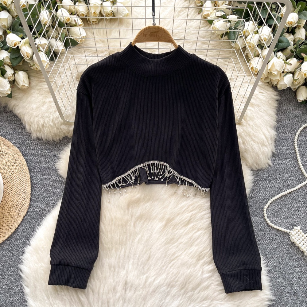 Retro long sleeve tops spring T-shirt for women