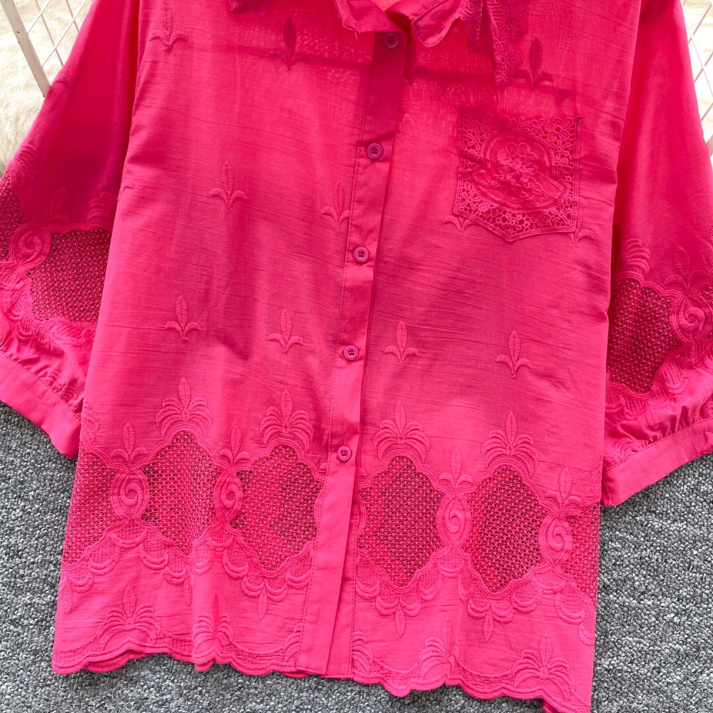 Retro tops embroidery shirt for women