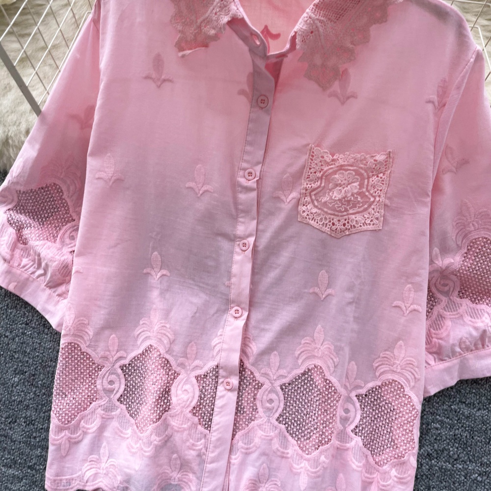 Retro tops embroidery shirt for women