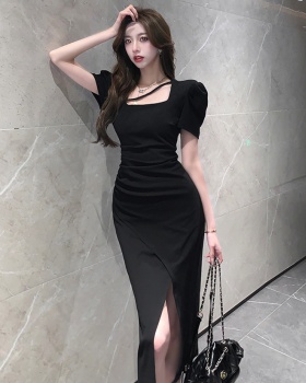 Temperament summer split square collar slim dress