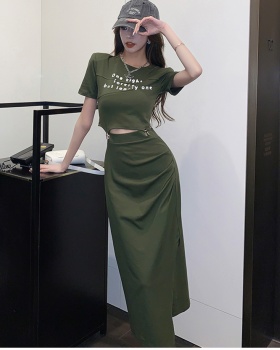 Korean style unique summer niche Casual T-shirt a set