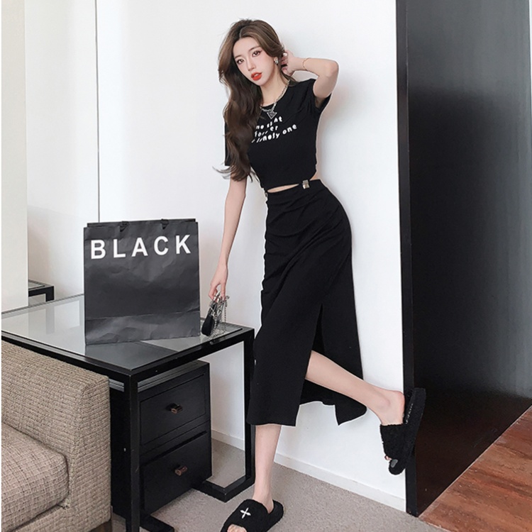 Korean style unique summer niche Casual T-shirt a set