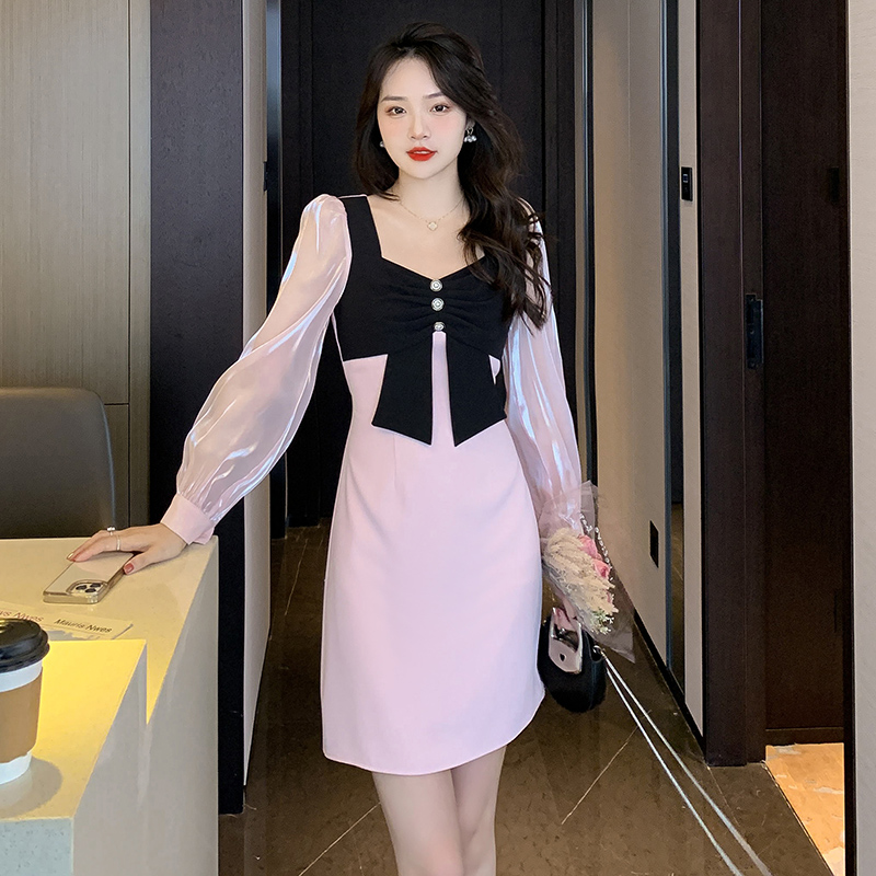 Temperament chanelstyle long sleeve spring dress