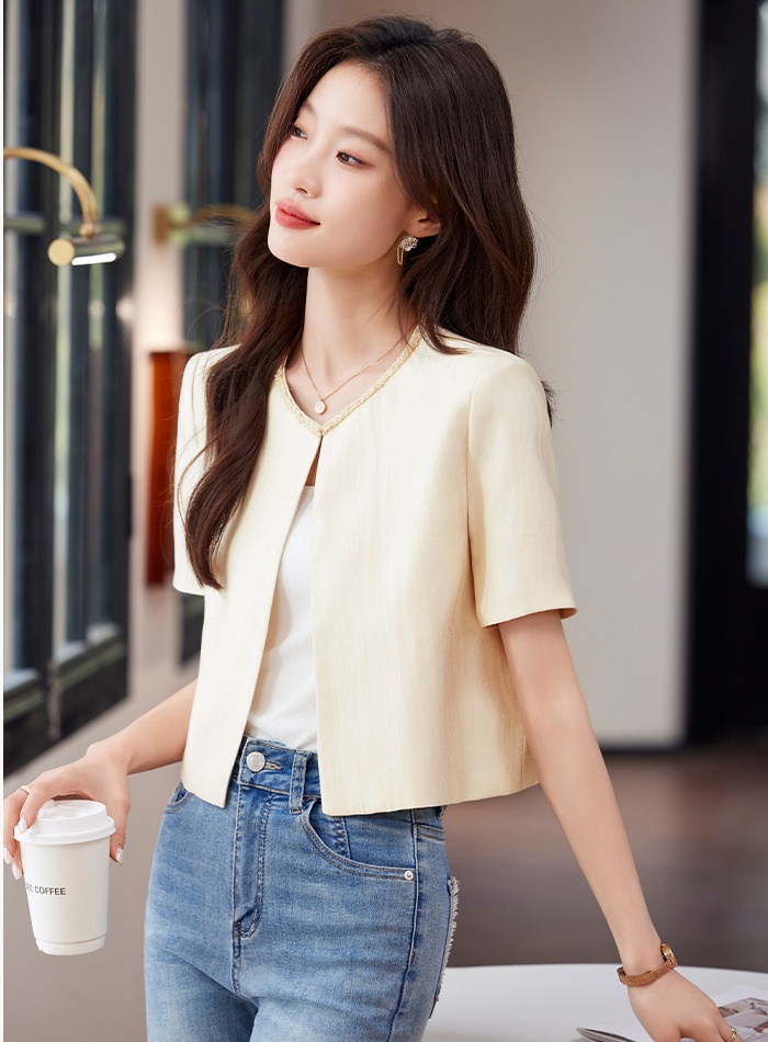 No buckle pink coat spring and summer thin tops for women