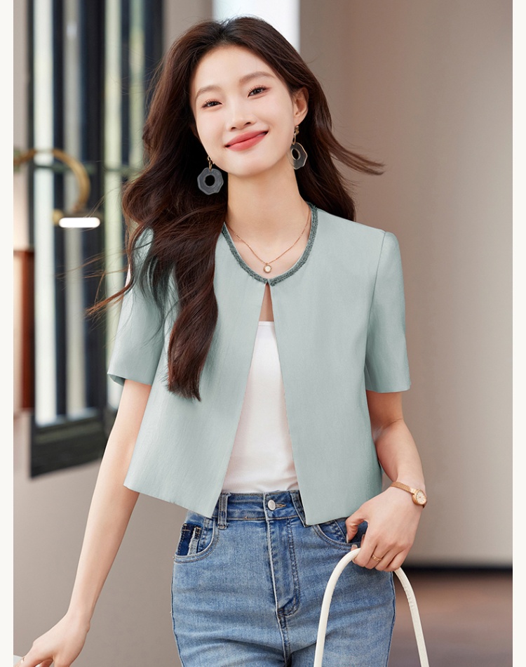 No buckle pink coat spring and summer thin tops for women