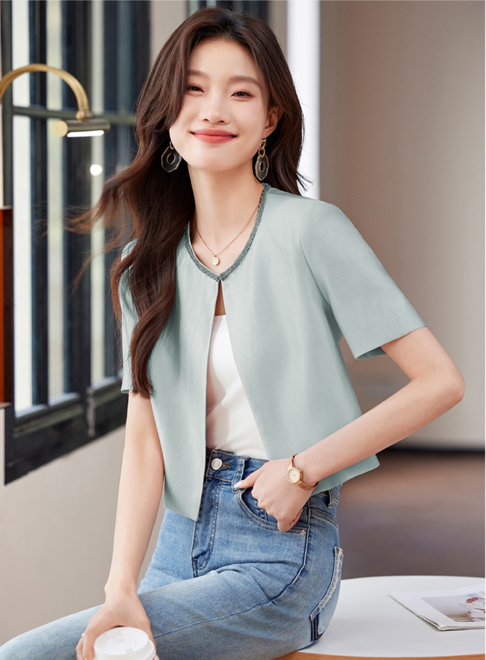 No buckle pink coat spring and summer thin tops for women