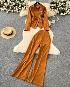 High waist casual pants business suit a set for women