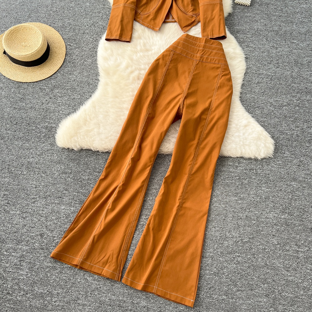 High waist casual pants business suit a set for women