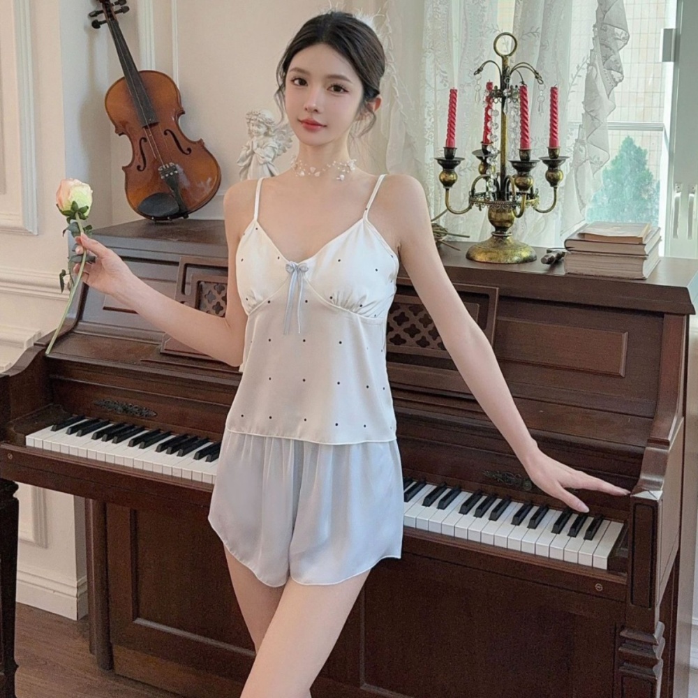 Ice silk sling vest homewear pajamas 2pcs set