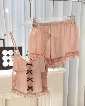 Summer ice silk pajamas homewear shorts a set for women