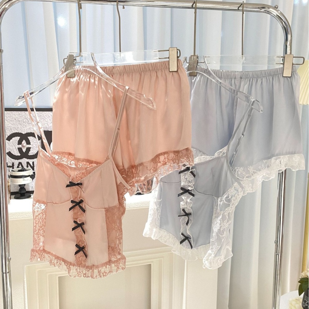 Summer ice silk pajamas homewear shorts a set for women