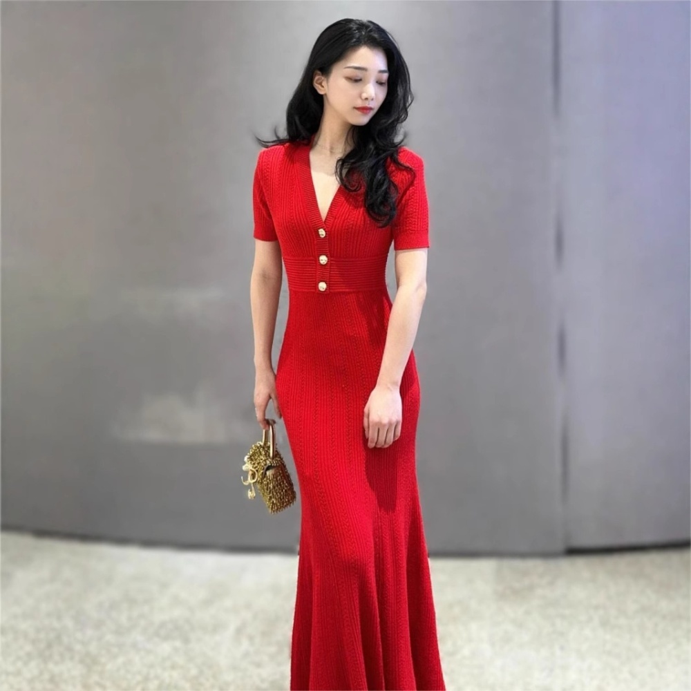 Hollow slim sweater dress temperament ladies dress