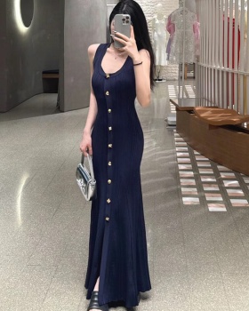 Knitted long dress temperament dress for women