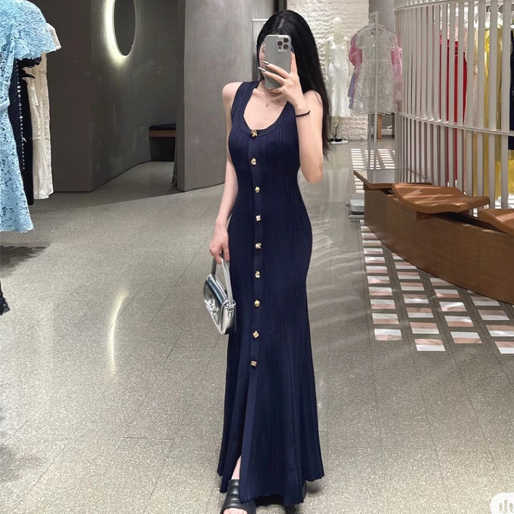 Knitted long dress temperament dress for women