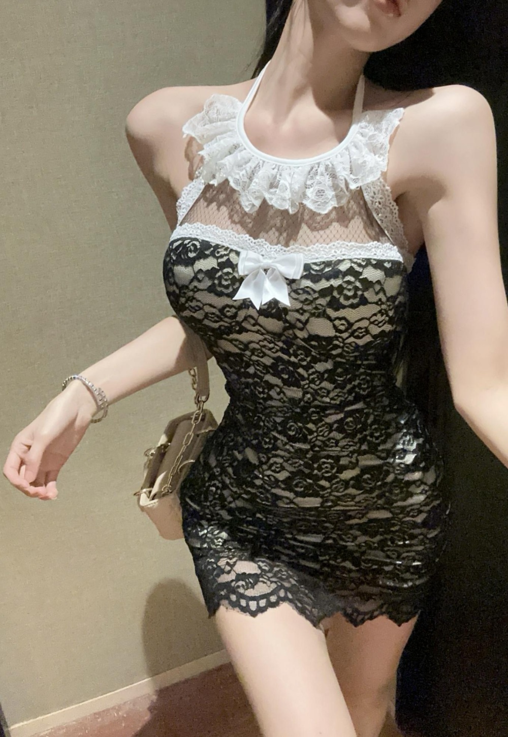 Sexy lace sleeveless spicegirl package hip slim dress