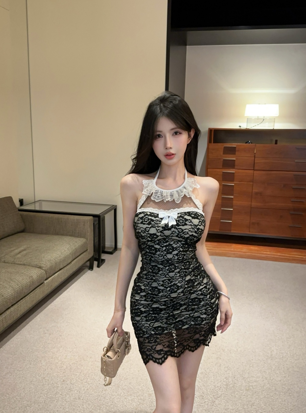 Sexy lace sleeveless spicegirl package hip slim dress