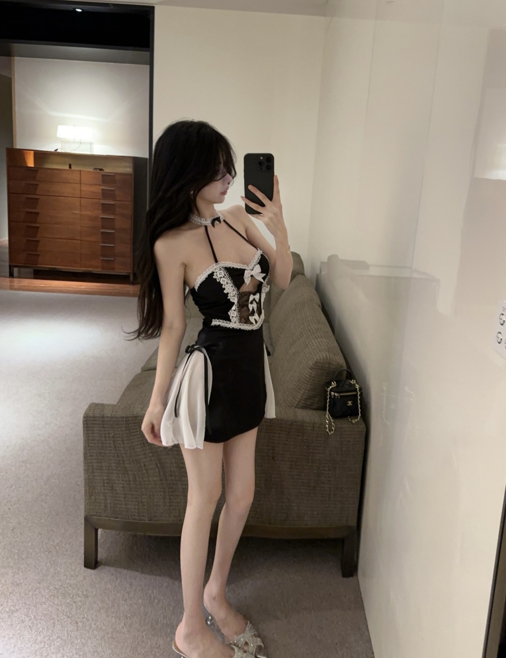 Sexy splice fashion halter dress for women