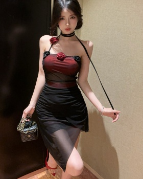 Fashion halter stereoscopic gauze dress for women