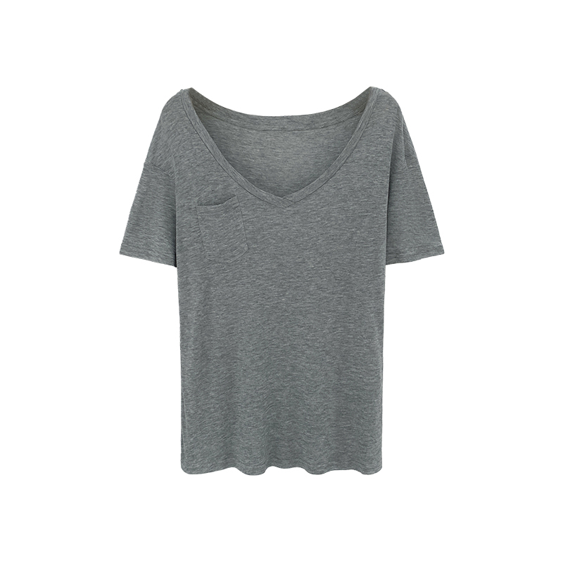 Short sleeve V-neck tops summer loose T-shirt for women