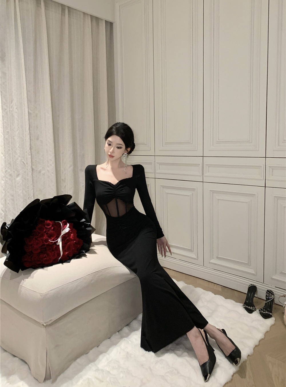 Sexy formal dress France style long dress for women