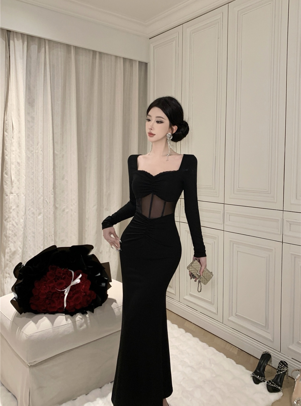 Sexy formal dress France style long dress for women