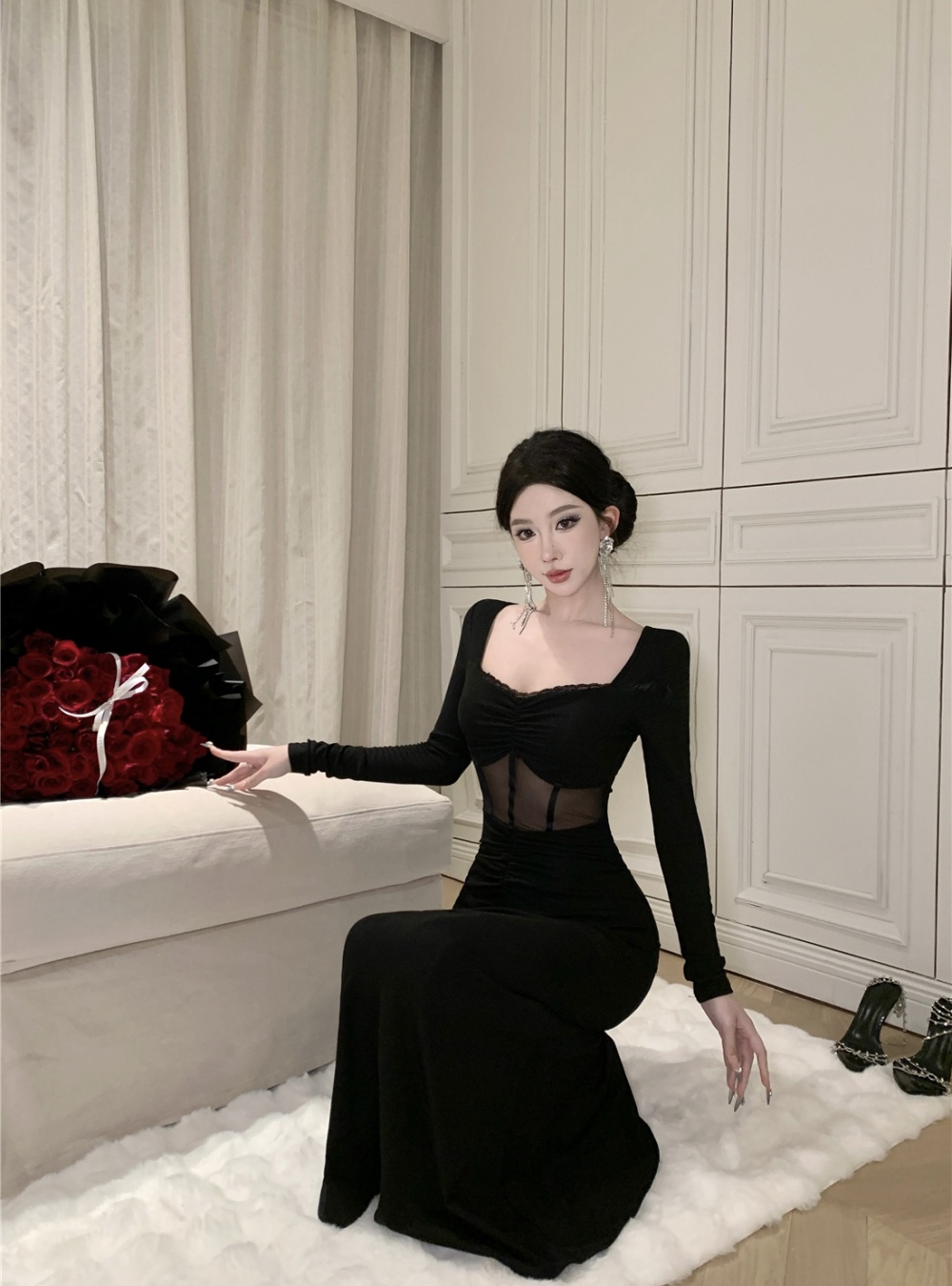 Sexy formal dress France style long dress for women