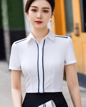 Summer white profession short sleeve shirt for women