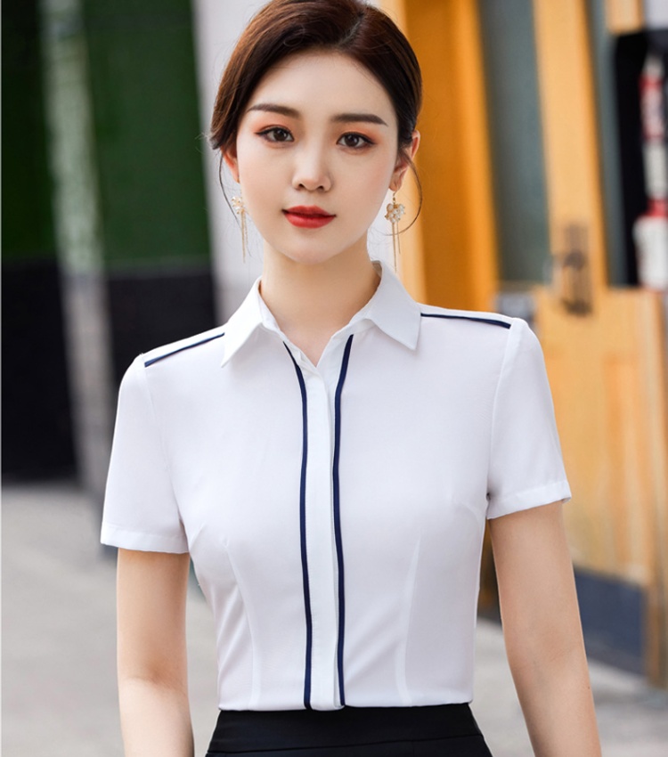 Summer white profession short sleeve shirt for women