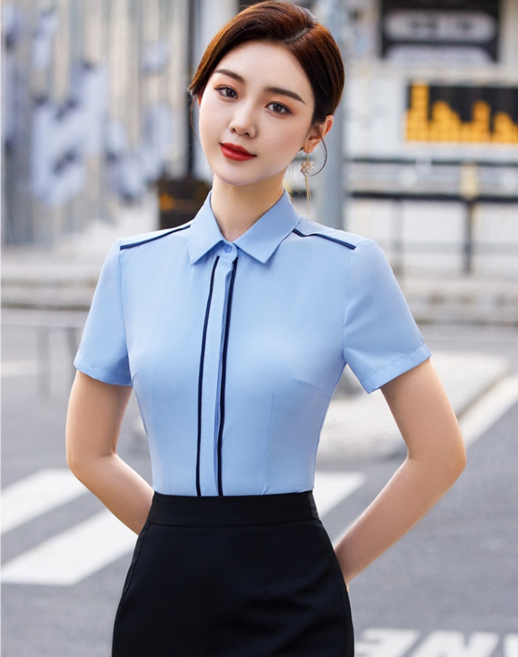 Summer shirt short sleeve skirt 2pcs set for women