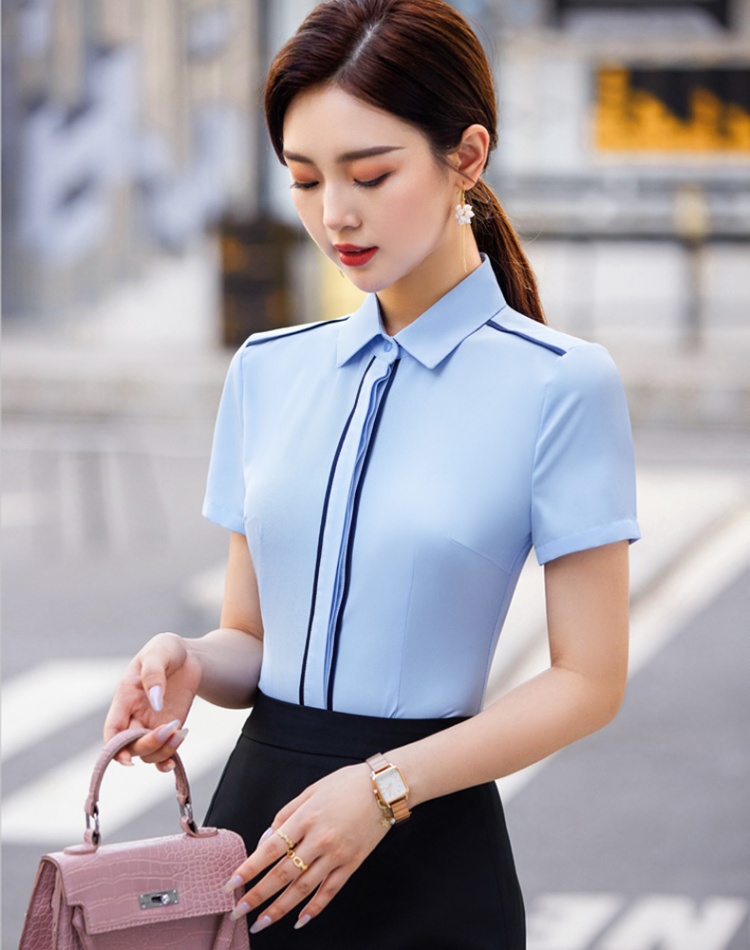 Summer shirt short sleeve skirt 2pcs set for women