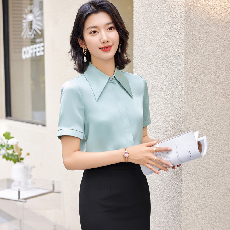 Short sleeve shirt profession suit pants 2pcs set for women