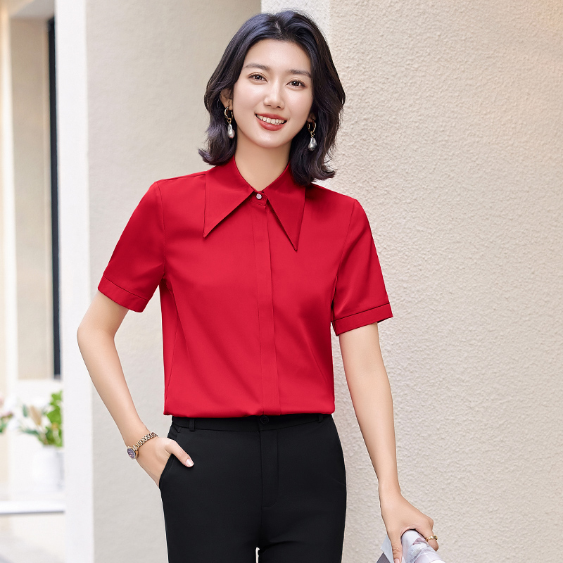 Short sleeve shirt profession suit pants 2pcs set for women