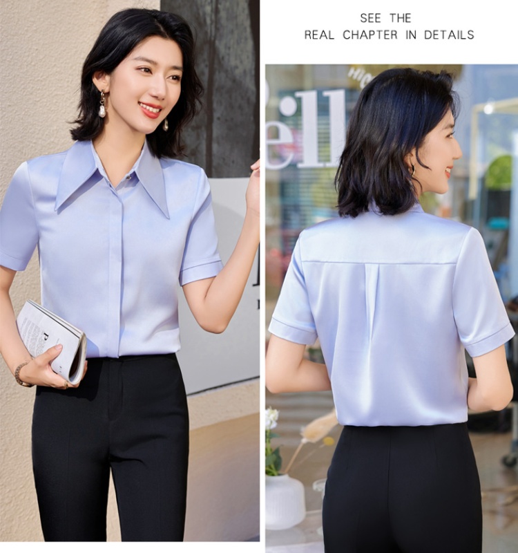 Short sleeve shirt profession suit pants 2pcs set for women