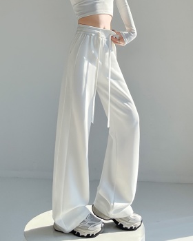 Lazy Casual loose spring straight wide leg white sweatpants