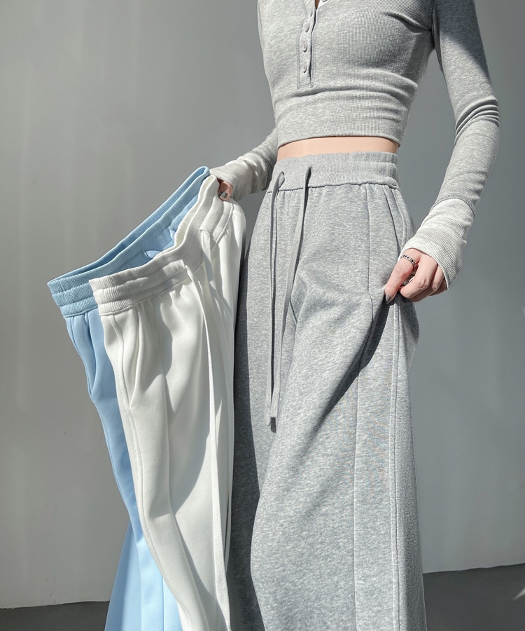 Lazy Casual loose spring straight wide leg white sweatpants