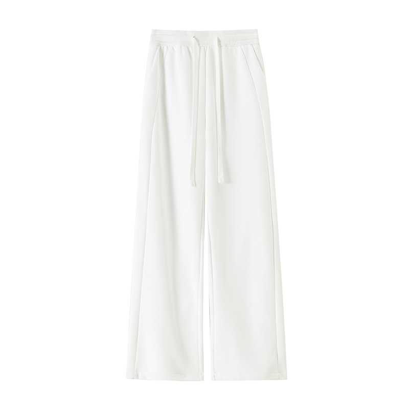 Lazy Casual loose spring straight wide leg white sweatpants