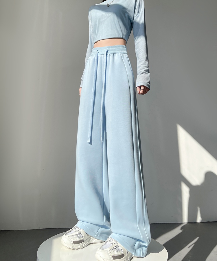 Lazy Casual loose spring straight wide leg white sweatpants