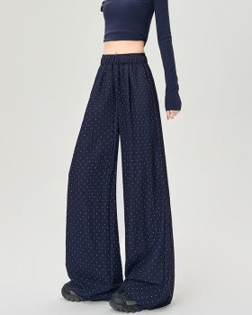 Polka dot pants slim wide leg pants for women