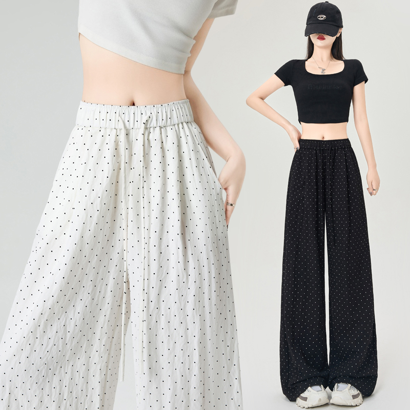 Polka dot pants slim wide leg pants for women