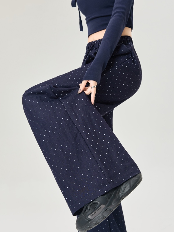 Polka dot pants slim wide leg pants for women