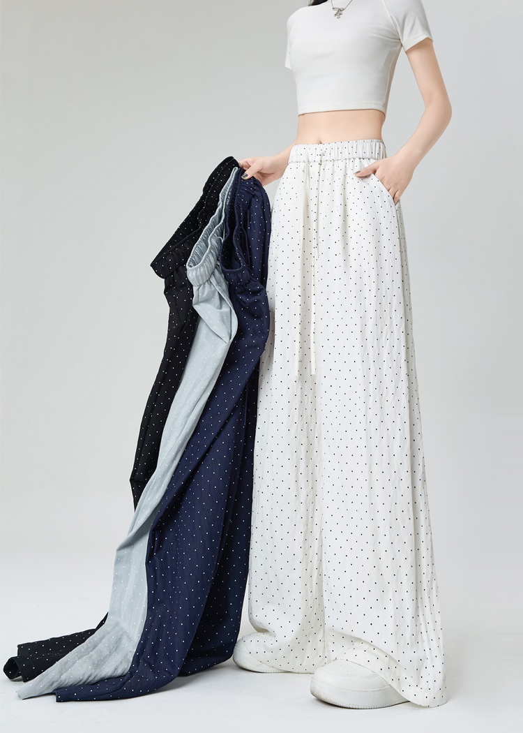 Polka dot pants slim wide leg pants for women