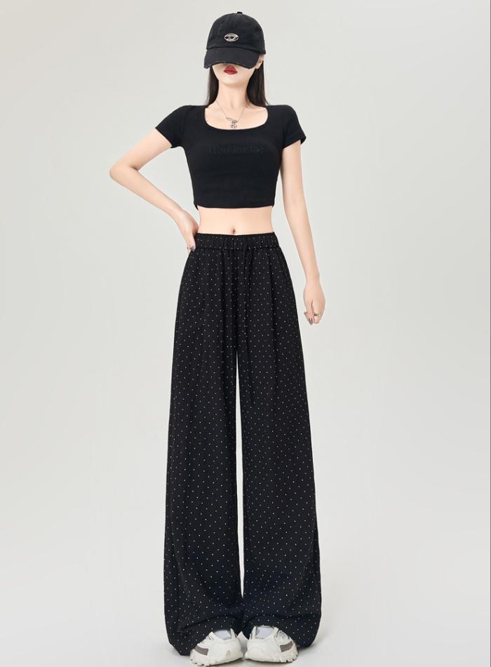 Polka dot pants slim wide leg pants for women